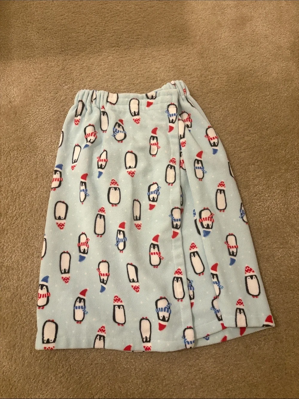 Light Blue Penguin Print Wrap Bath Towel